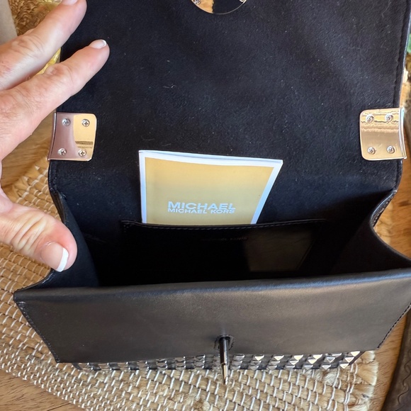 Michael Kors Greenwich Studded Leather Convertible Crossbody Bag — Black - Picture 3 of 6